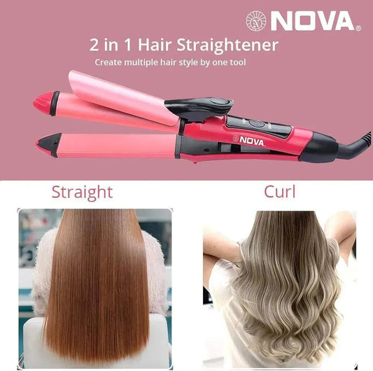 2 in 1 Hair Curler & Straightener - Fast Drying with Intelligent Temperature Control