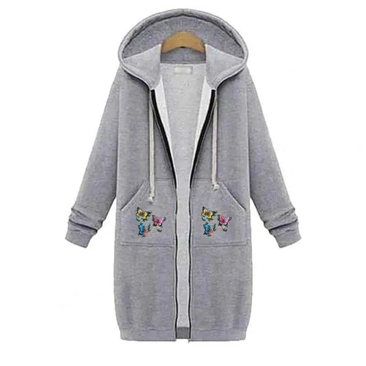 Women's Extra-Long Zipper Hoodie